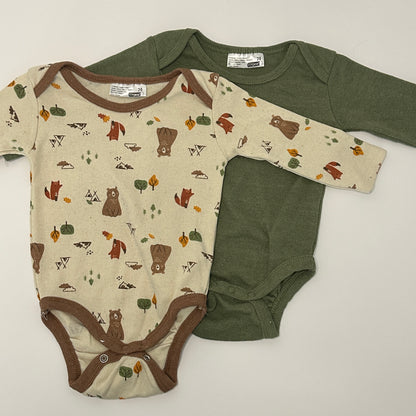 2er-Set Langarmbodys „Waldtiere & Hug Me“ Gr. 74