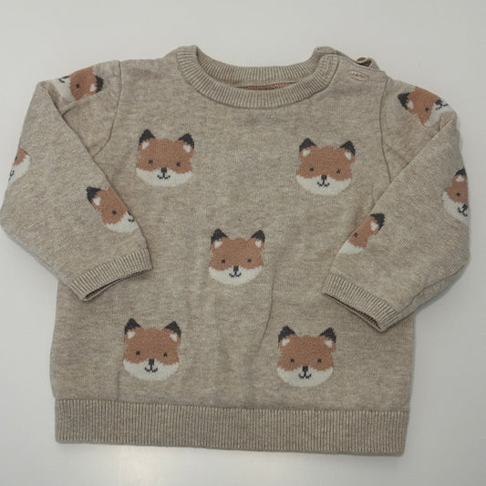 Strickpullover mit Fuchs-Motiv Gr. 74