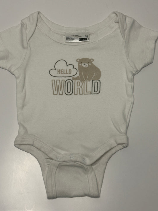 Kurzarmbody „Hello World“ mit Bär  Gr. 62