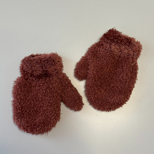 Baby Fäustlinge aus Teddyfleece in Bordeaux Gr. 50/56