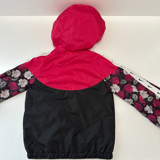 Mädchen Windjacke Pink/Schwarz mit Blumen Gr. 104–110 | Nike