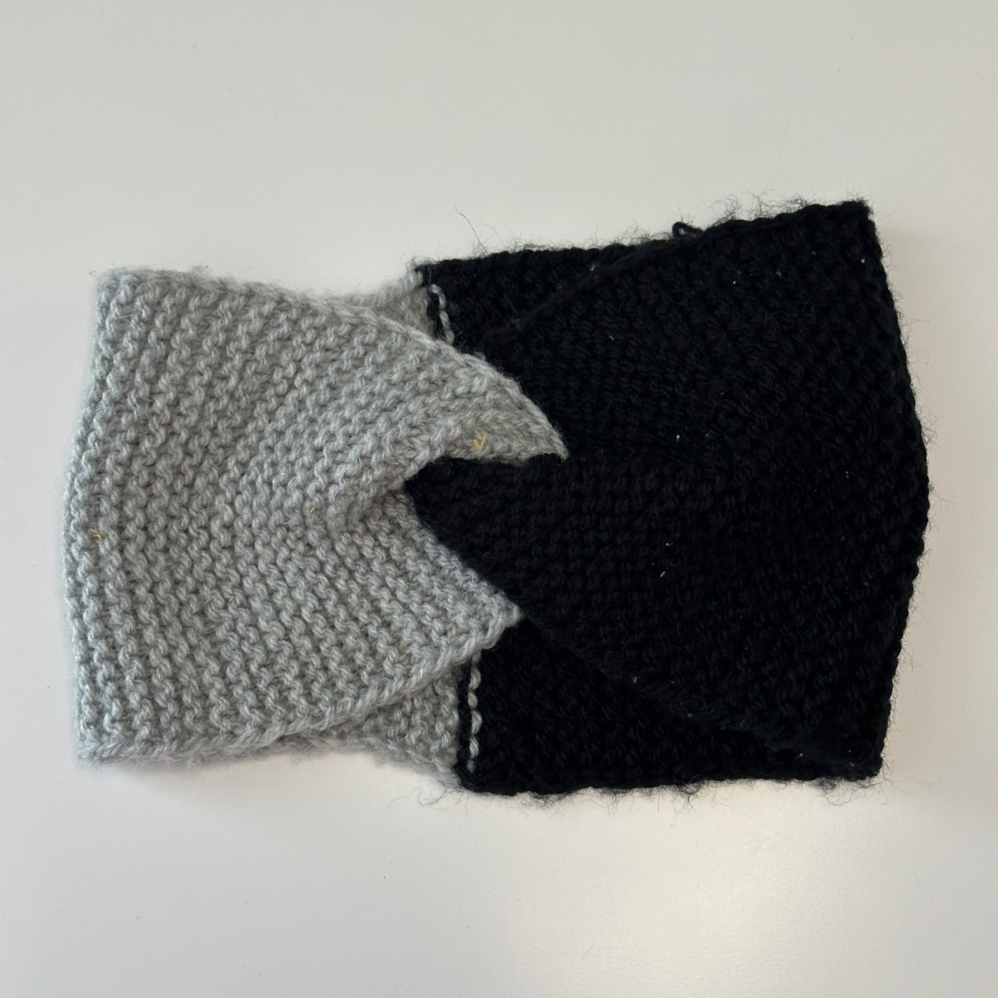 Kinder Strick Stirnband Schwarz/Grau für Kleinkinder