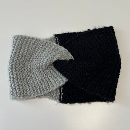 Kinder Strick Stirnband Schwarz/Grau für Kleinkinder