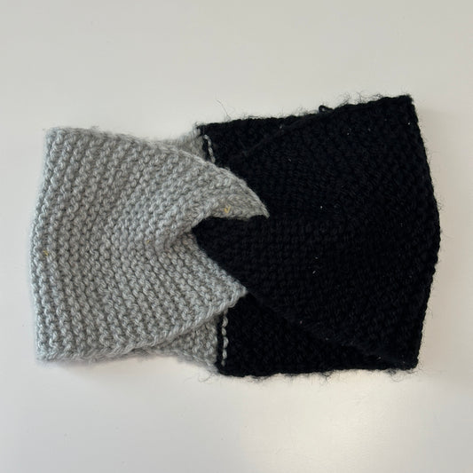 Kinder Strick Stirnband Schwarz/Grau für Kleinkinder