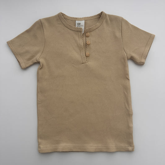 H&M Kinder Ripp-T-Shirt Beige Gr. 92