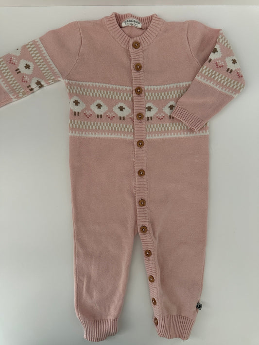Baby Strickoverall Jäcky Gr. 74 Rosa mit Schaf Muster