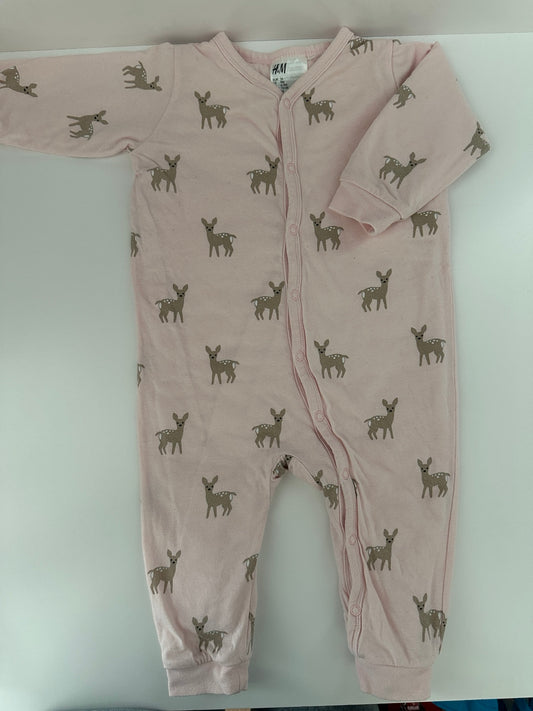 Baby Overall H&M Rosa mit Reh Muster (Winter) Gr. 74 (6–9 Monate)