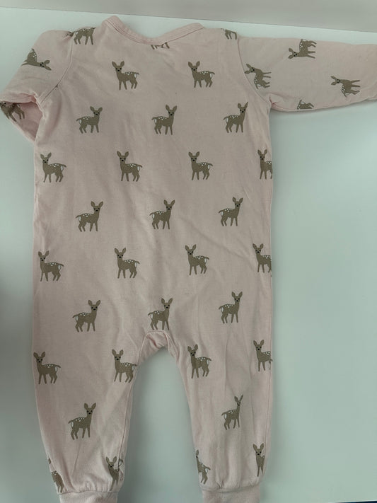 Baby Overall H&M Rosa mit Reh Muster (Winter) Gr. 74 (6–9 Monate)