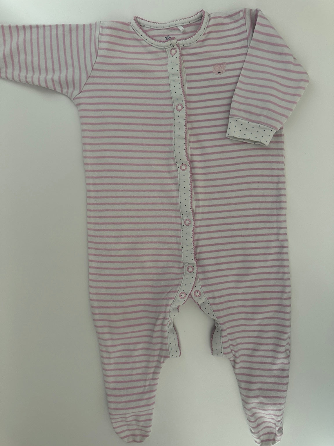 Baby Schlafanzug / Strampler NEXT Rosa Gestreift Gr. 74 (6–9 Monate)