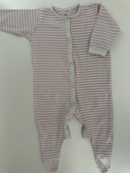 Baby Schlafanzug / Strampler NEXT Rosa Gestreift Gr. 74 (6–9 Monate)
