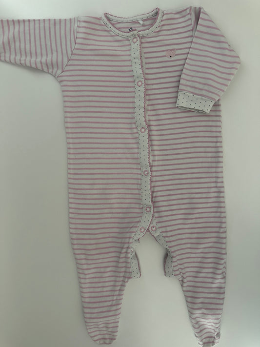 Baby Schlafanzug / Strampler NEXT Rosa Gestreift Gr. 74 (6–9 Monate)