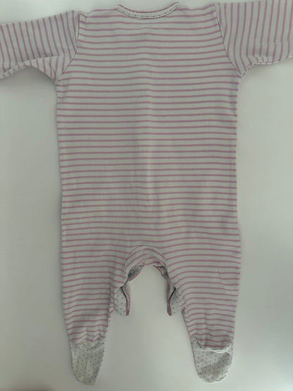 Baby Schlafanzug / Strampler NEXT Rosa Gestreift Gr. 74 (6–9 Monate)