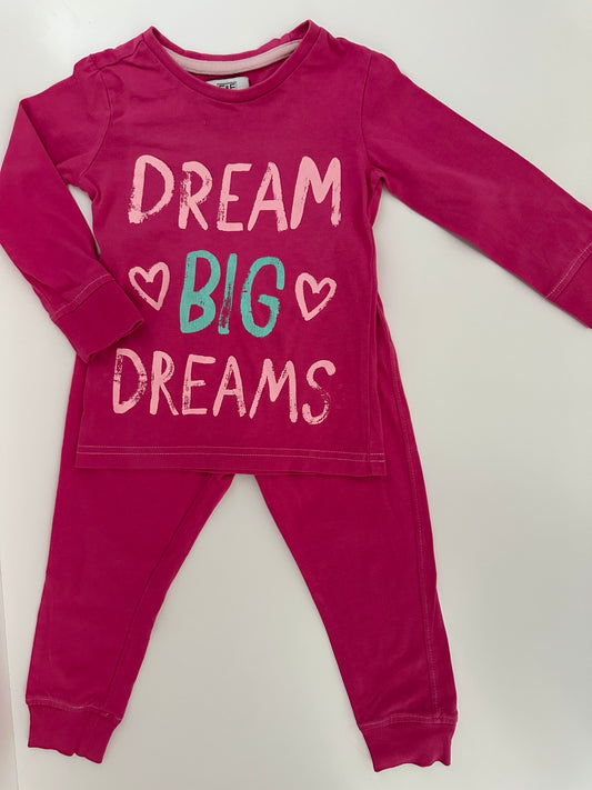 Baby Set Langarmshirt & Hose F&F Pink „Dream Big Dreams“ Gr. 92 (18–24 Monate)