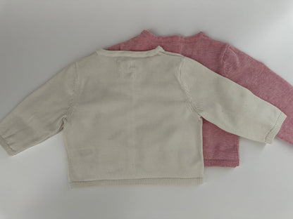 Baby Cardigan Set C&A 2er Pack Strickjacken Rosa & Creme Gr. 68