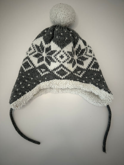 Strickmütze mit Schneeflockenmuster und Fleece-Futter 12-24 Mt.