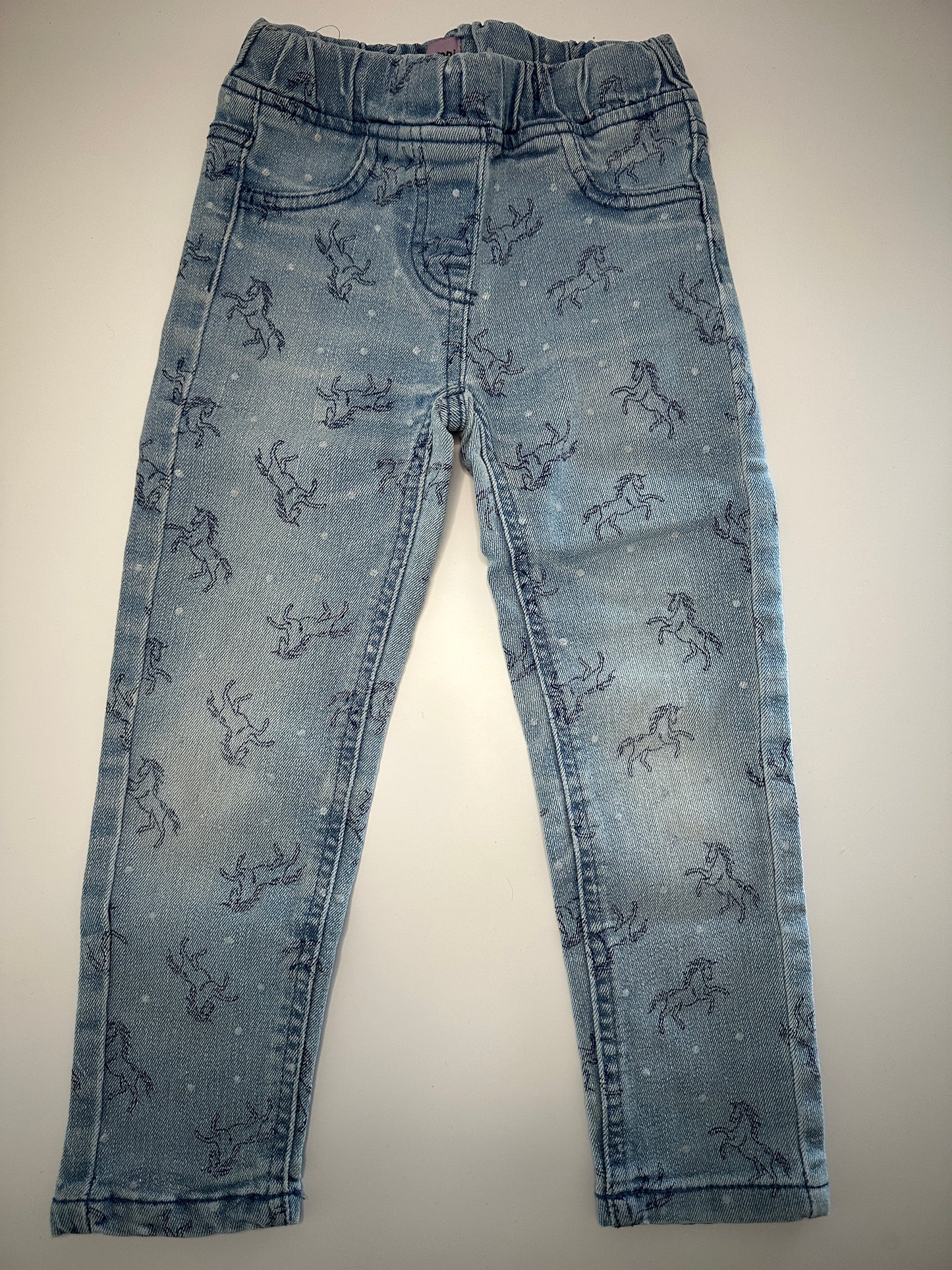 Jeans-Leggings mit Pferdemuster Gr. 104