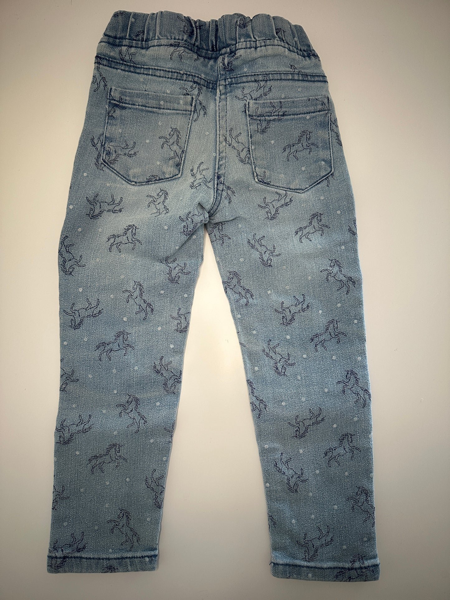 Jeans-Leggings mit Pferdemuster Gr. 104