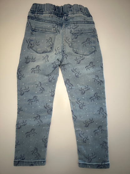 Jeans-Leggings mit Pferdemuster Gr. 104