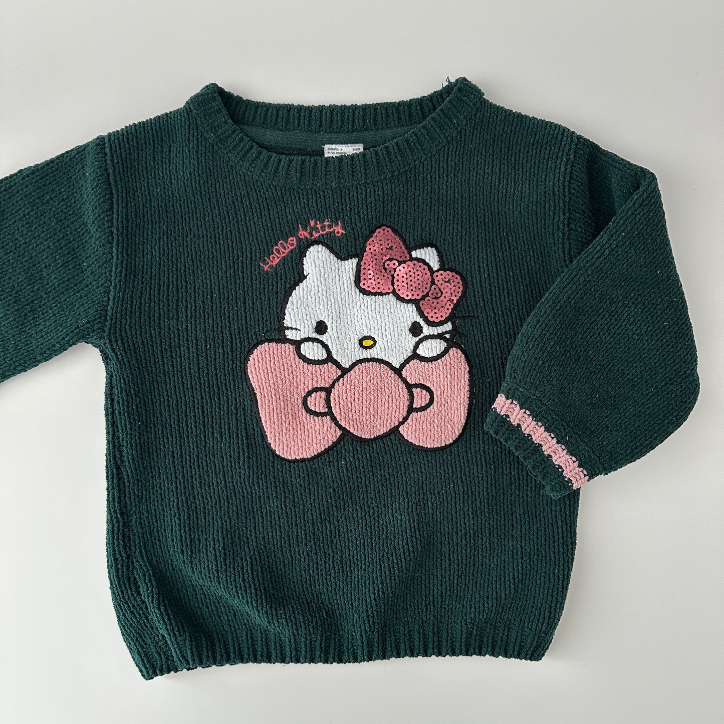 Hello Kitty Chenille Pullover Dunkelgrün Gr. 92
