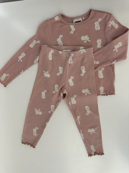 Baby Set Rosa Gr. 86/92 – Langarmshirt & Leggings mit Hasen