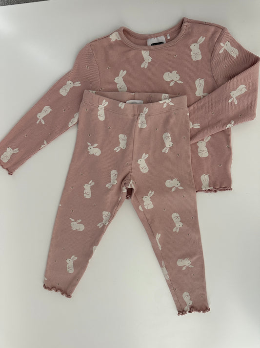 Baby Set Rosa Gr. 86/92 – Langarmshirt & Leggings mit Hasen