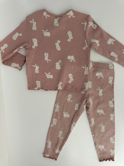 Baby Set Rosa Gr. 86/92 – Langarmshirt & Leggings mit Hasen