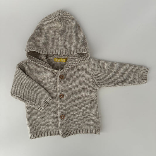 Baby Strickjacke mit Kapuze Beige Gr. 56 – Baumwolle