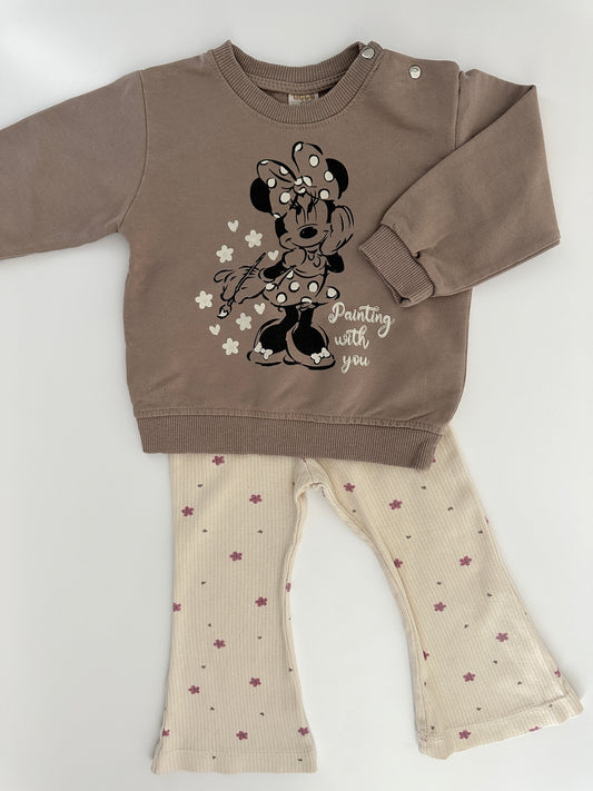 Disney Minnie Maus Set Beige Gr. 86/92 – Pullover & Schlaghose