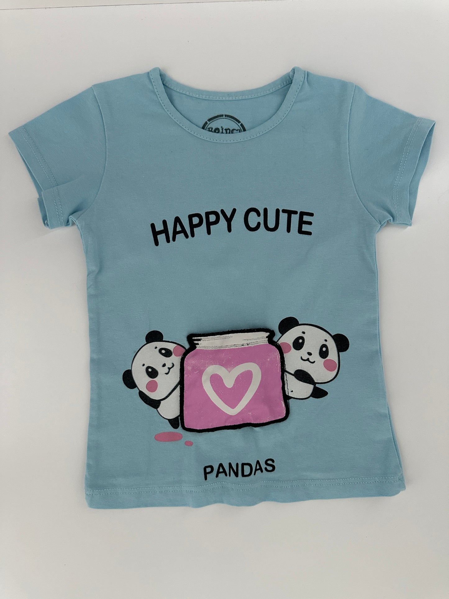 Kinder T-Shirt Hellblau Gr. 92/98 – Happy Cute Pandas