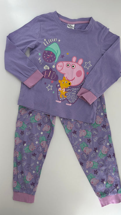 Peppa Wutz Kinder Schlafanzug Gr. 110/116 – Lila 2-teilig aus Baumwolle