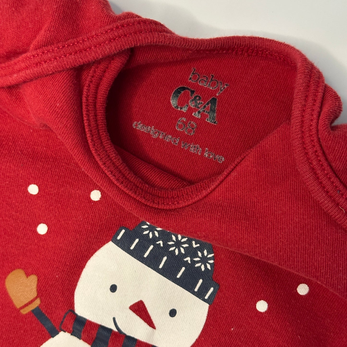 Weihnachtsbody mit Schneemann Gr. 68