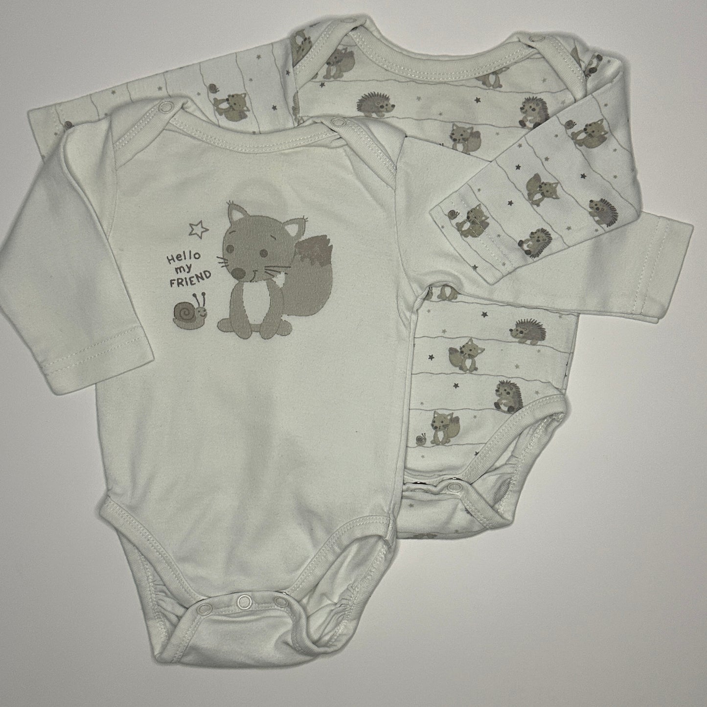 2er-Set Langarmbodys mit Waldfreunden Gr. 50/56