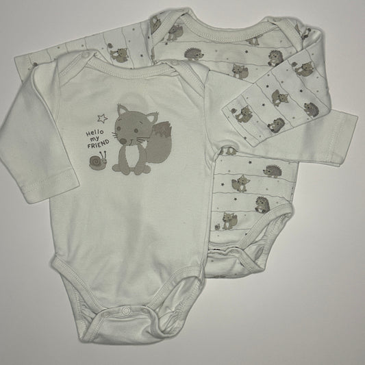 2er-Set Langarmbodys mit Waldfreunden Gr. 50/56