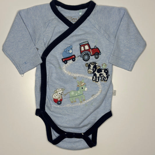 Wickelbody mit Bauernhof-Motiv Gr. 56