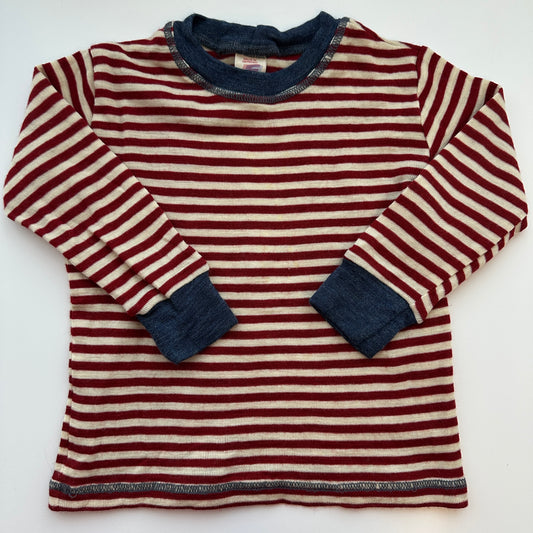 Langarmshirt aus Schurwolle gestreift • Grösse 92