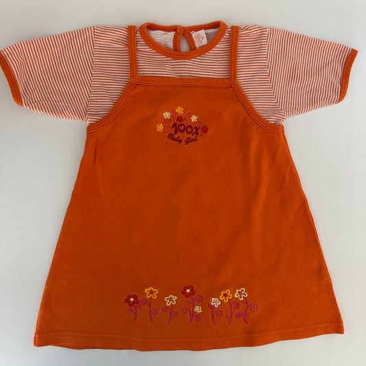 Baby Kleid Orange mit Streifen 2-teilig Gr. 62