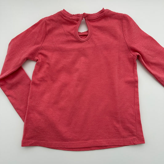 F&F Baby Langarmshirt Koralle mit Häkeleinsatz Gr. 92 (18–24 Monate)