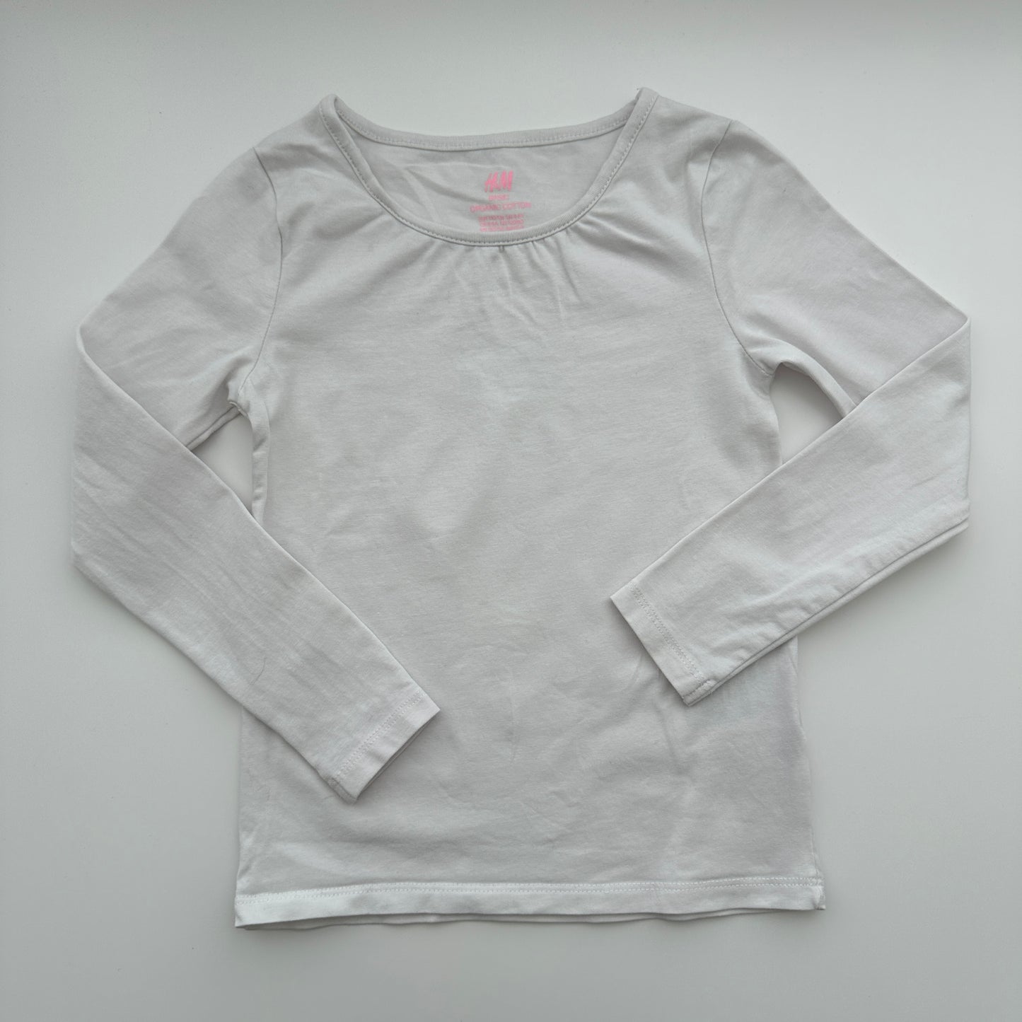 H&M Basic Langarmshirt Weiss aus Bio-Baumwolle Gr. 110/116