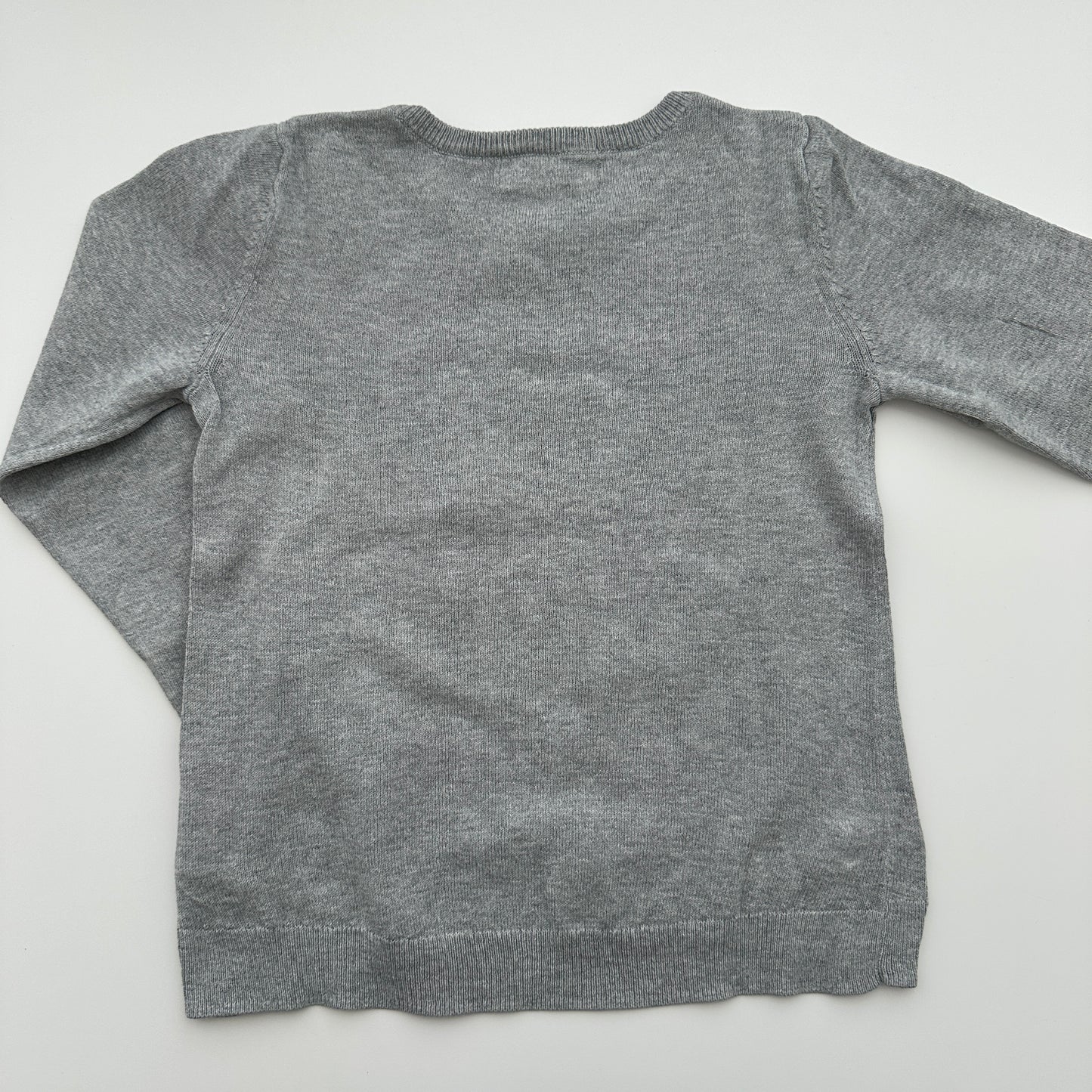 H&M Feinstrickpullover Grau mit Pailletten-Fuchs Gr. 98/104