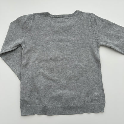 H&M Feinstrickpullover Grau mit Pailletten-Fuchs Gr. 98/104