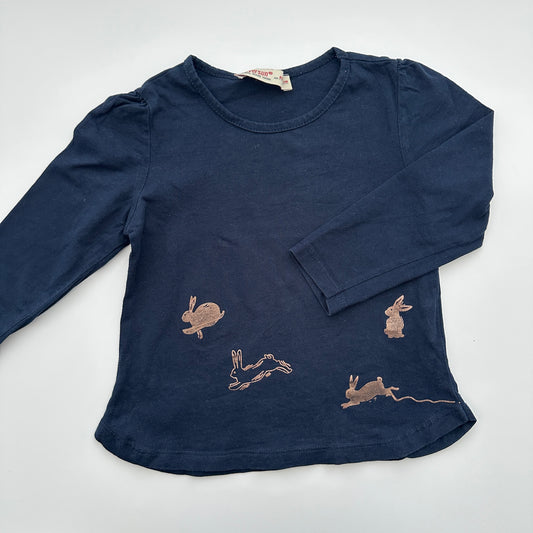 Silversun Langarmshirt Navy mit Hasenprint Gr. 92/98