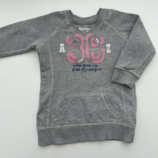 H&M L.O.G.G. Sweatshirt Grau mit Stickerei "36" Gr. 98/104