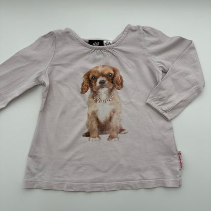 H&M Langarmshirt Rosa mit Hunde-Print Gr. 86/92