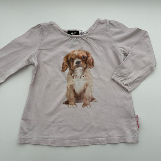 H&M Langarmshirt Rosa mit Hunde-Print Gr. 86/92
