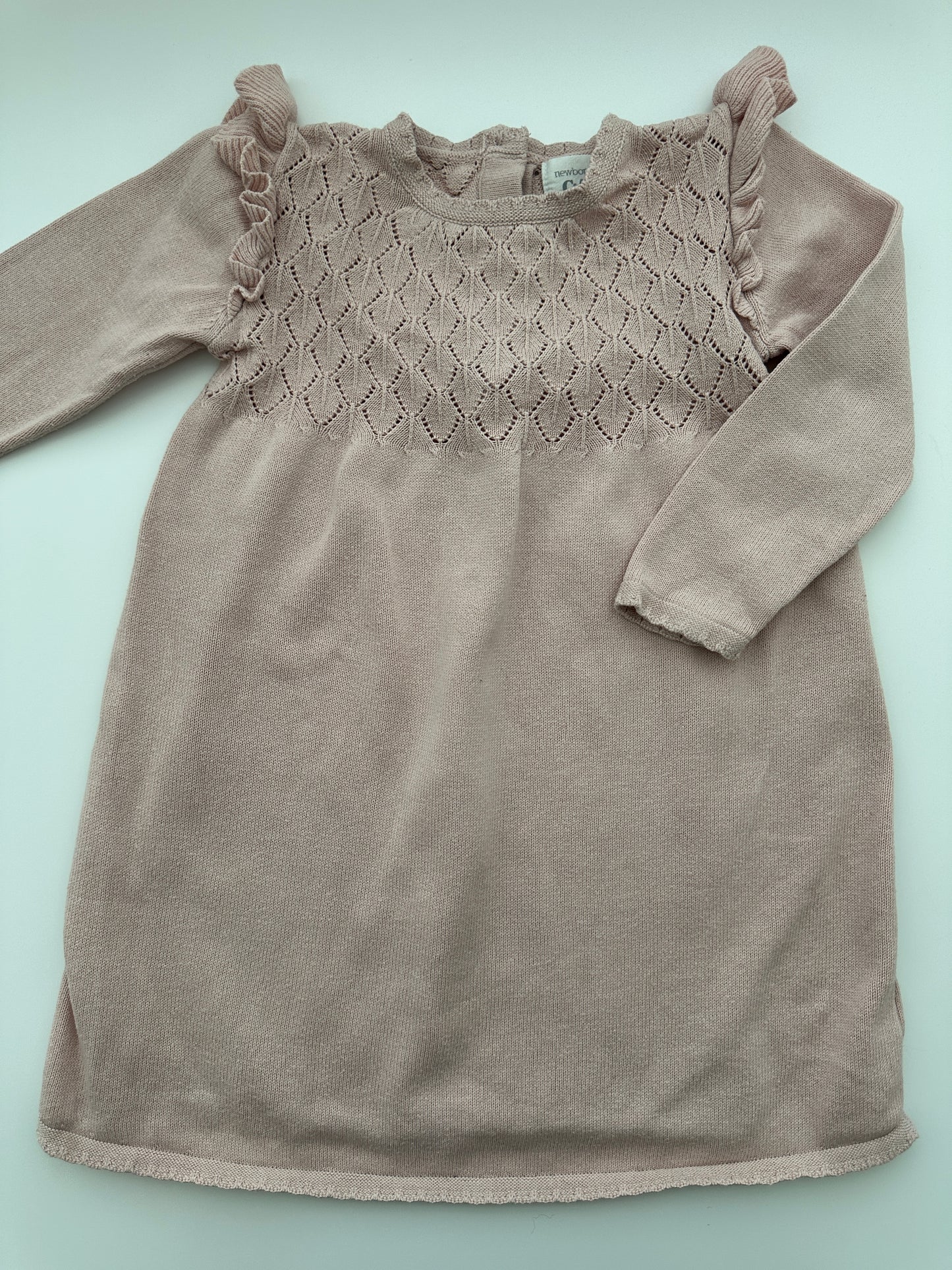 C&A Newborn Strickkleid Altrosa mit Rüschen Gr. 80