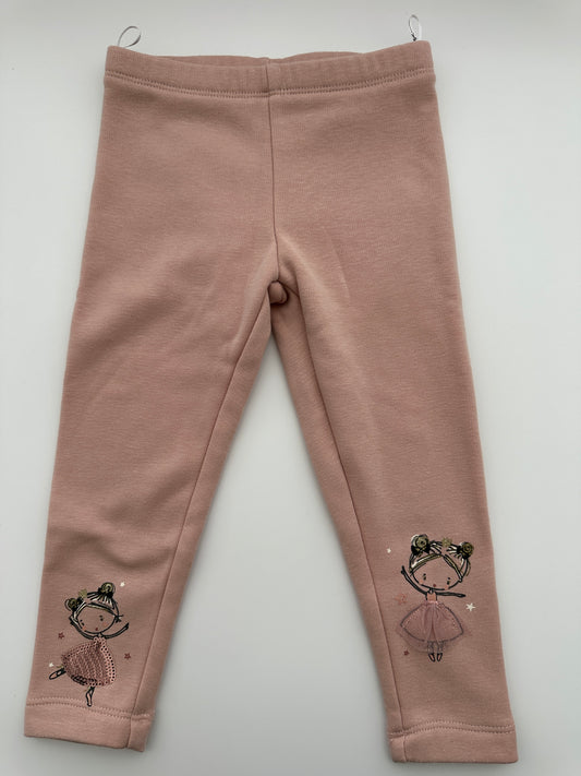 C&A Leggings Altrosa mit Ballerina-Motiv Gr. 98