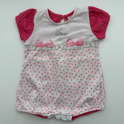 Ellepi Sommer-Strampler Weiss/Pink mit Herzchen Gr. 74