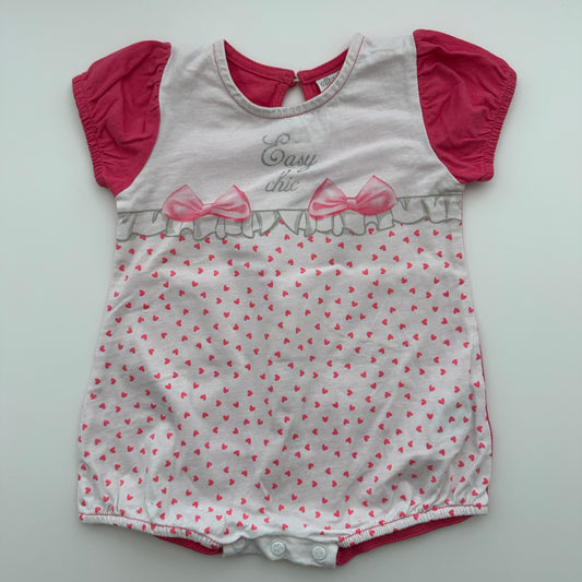 Ellepi Sommer-Strampler Weiss/Pink mit Herzchen Gr. 74
