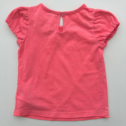 Baby Gap T-Shirt Koralle mit Blütenapplikation Gr. 86/92