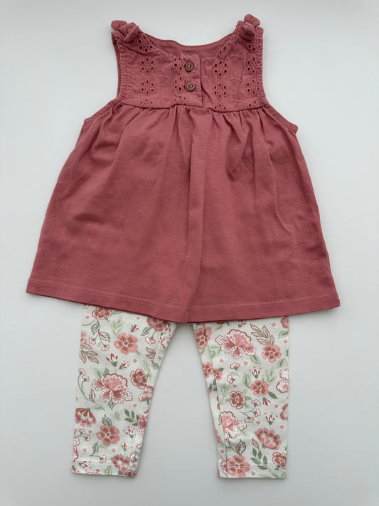 C&A Baby 2-teiliges Set mit Kleid und Blumenleggings Gr. 74